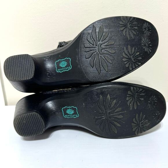 Montana Women’s Leather Side Zip Buckle & Button Accent Ankle Boots 10 M Black - Picture 10 of 10